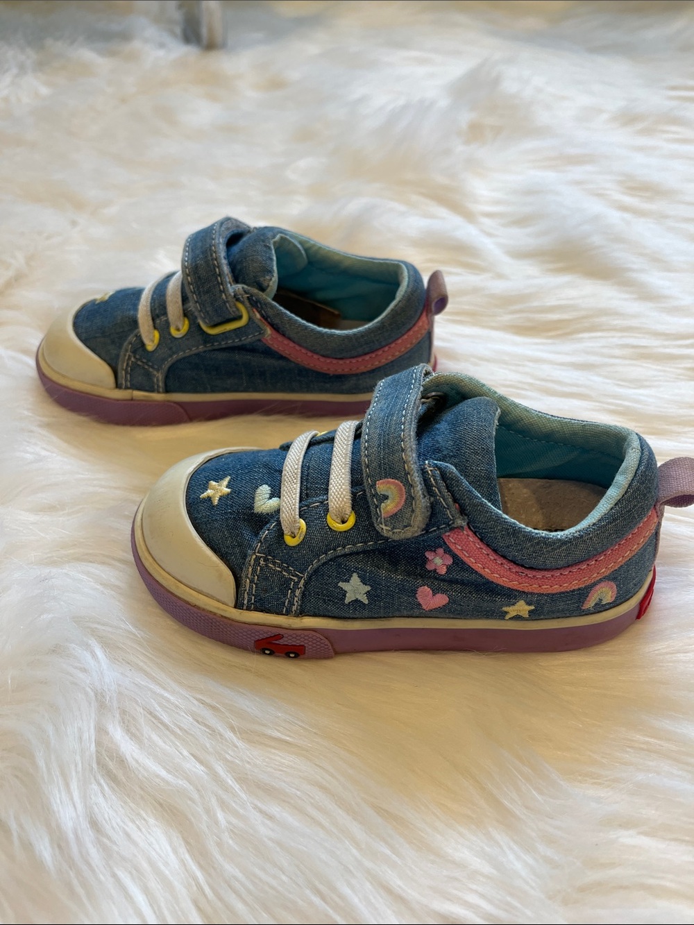See Kai Run Kristin Happy Chambray Shoes - Rainbows and Hearts - Picture 5 of 10